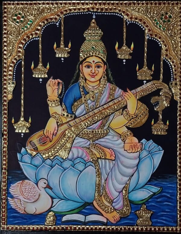 Saraswathi Devi Tanjore Painting