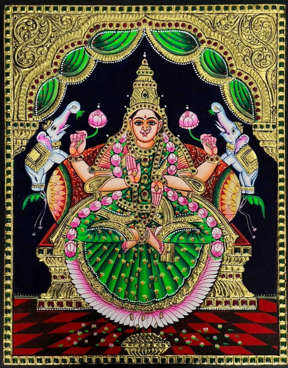 Gaja Lakshmi Tanjore Painting